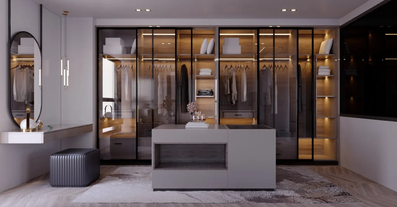 Walk in Wardrobe Complementary Shades in London