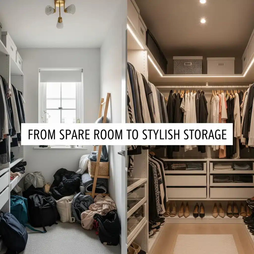 before and after walk-in-wardrobe makeover